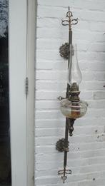 wand olielamp messing antiek, Antiek en Kunst, Ophalen of Verzenden