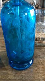 Twee oude blauwe Amersfoortse spuitflessen vermaakt als lamp, Antiek en Kunst, Ophalen of Verzenden