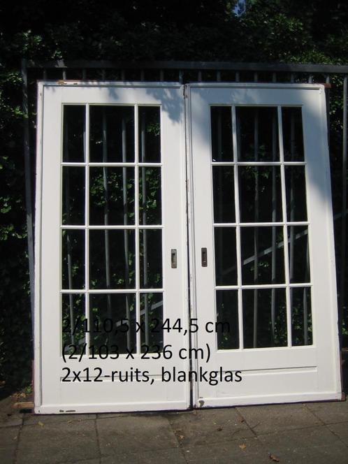 Set antieke Grenen 2/12-ruits (schuif-) deuren, 2/103x236 cm, Huis en Inrichting, Woonaccessoires | Overige, Gebruikt, Ophalen