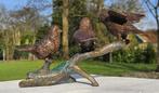 3 VOGELS -MUSSEN OP TAK / bronzen dierenbeeld, Tuin en Terras, Tuinbeelden, Dierenbeeld, Nieuw, Info@huisentuindecoratiemarie.nl