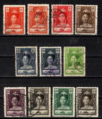 Curaçao nr. 89-99 Koningin Wilhelmina 1928-1930 gestempeld beschikbaar voor biedingen