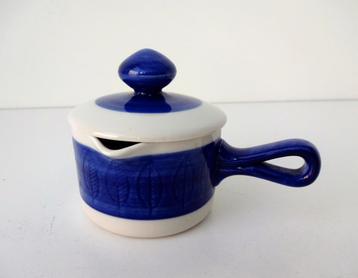 Sauspan met deksel wit blauw Koka Rörstrand Sweden 3662-k beschikbaar voor biedingen