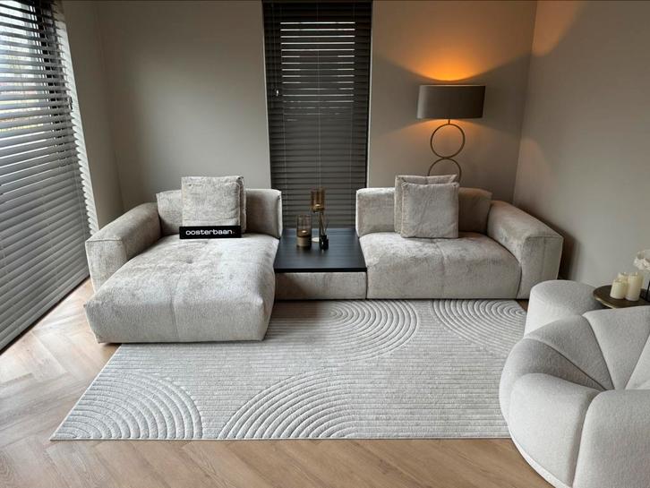 Luxe Velvet Teddy Loungebank Lago 175x360cm NEW Beige UNIEK, Huis en Inrichting, Banken | Bankstellen, Nieuw, Hoekbank, Driepersoons