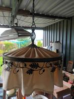 Vintage hanglamp van metaal en stof, Huis en Inrichting, Lampen | Hanglampen, Ophalen, Gebruikt, Metaal
