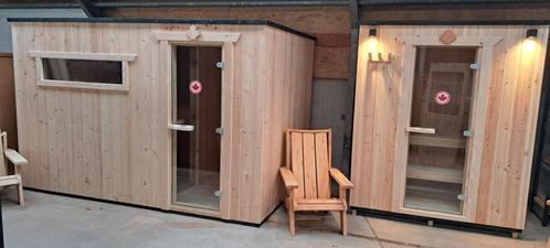 Canadese geïsoleerde sauna+omkleedruimte evt. infrarood, Sport en Fitness, Sauna, Nieuw, Complete sauna, Fins of Traditioneel