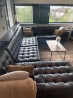 Zwarte leren hoekbank – ruim, comfortabel en stijlvol, Huis en Inrichting, Banken | Bankstellen, Ophalen, Gebruikt, Hoekbank, 300 cm of meer