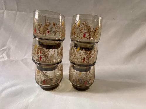 Retro Set van 6 Luminarc Rookglas met opdruk Smoke Watergla, Verzamelen, Glas en Borrelglaasjes, Gebruikt, Waterglas, Ophalen