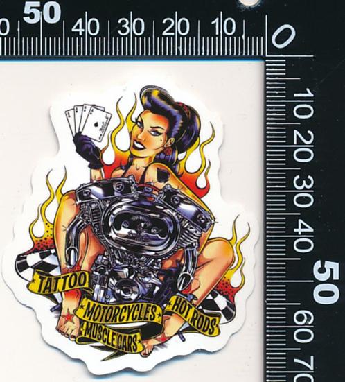 Sticker: Tattoo - Motorcycles - Hot Rods - Muscle Cars, Verzamelen, Stickers, Auto of Motor, Ophalen of Verzenden