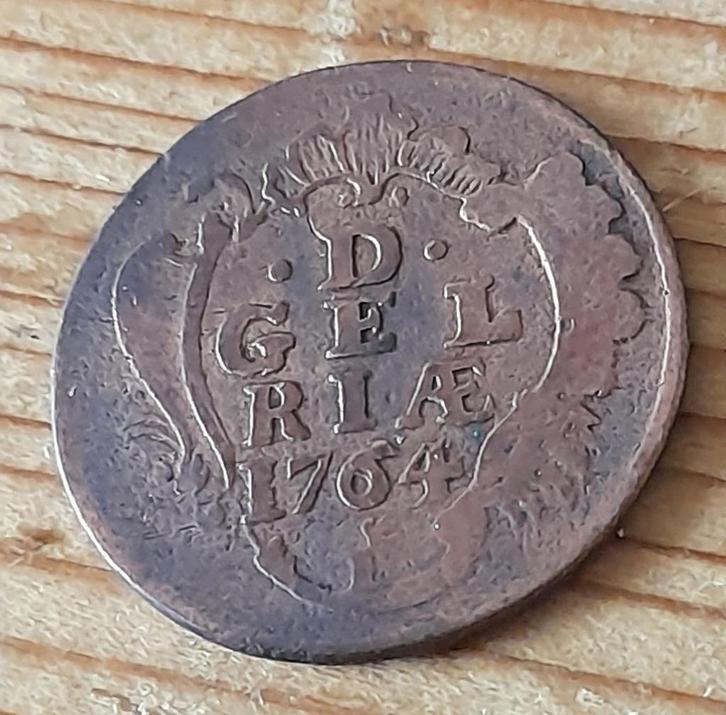 duit Gelderland 1764, Postzegels en Munten, Munten | Nederland, Losse munt, Overige waardes, Vóór koninkrijk, Ophalen of Verzenden