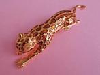 jwg XL Grote vintage 80s luipaard panter broche oranje goud, Verzenden, Overige materialen, Broche, Verguld