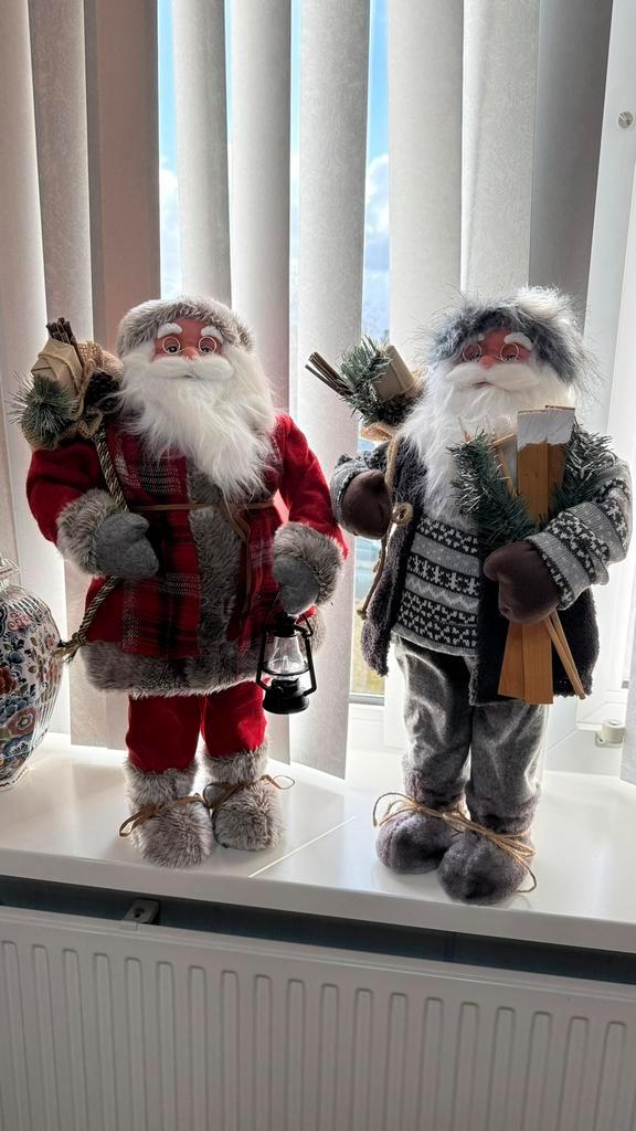 Twee grote kerstmannen – 62 cm hoog!, Diversen, Kerst, Zo goed als nieuw, Ophalen