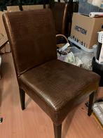 8 Bruine Eetkamerstoelen met Slangenprint, Huis en Inrichting, Stoelen, Ophalen, Bruin, Zo goed als nieuw, Stof