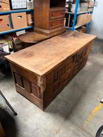 Antieke eiken koffer/kist met vlakke bovenzijde, Huis en Inrichting, Ophalen, Gebruikt, 50 tot 75 cm, Eikenhout