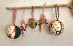Kerstballen van stof en papier (maché) figuurtjes, Ophalen of Verzenden