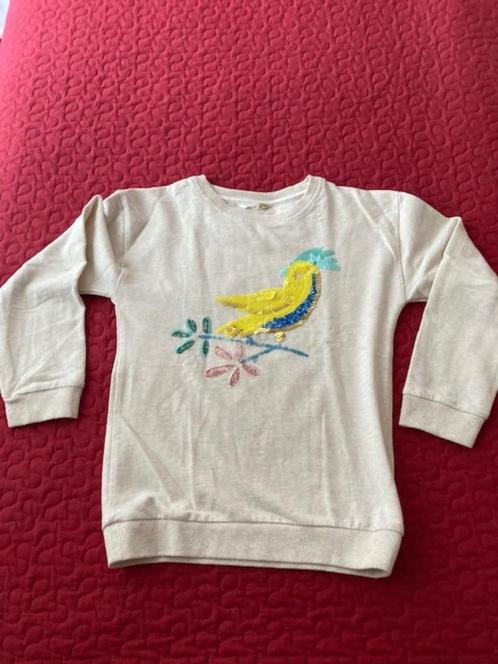 NETTE sweater 134 pailletten kaketoe, Kinderen en Baby's, Kinderkleding | Maat 134, Zo goed als nieuw, Meisje, Trui of Vest, Ophalen of Verzenden