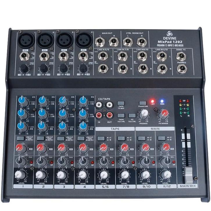 Mengtafel nieuw Devine mixpad 12 kanaal mixer dj disco live, Muziek en Instrumenten, Mengpanelen, Nieuw, 10 tot 20 kanalen, Microfooningang