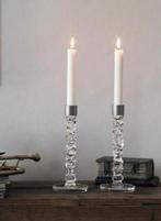 Orrefors kristallen kaarsenhouder kandelaars set 24,2 cm, Ophalen of Verzenden, Zo goed als nieuw, Overige materialen, Minder dan 25 cm