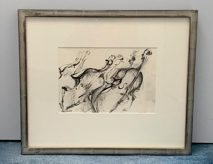 Artistieke Strijkinstrumenten 50 x 42 cm zwarte verf/inkt, Antiek en Kunst, Kunst | Schilderijen | Klassiek, Ophalen of Verzenden