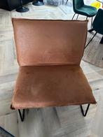 Cognac kleurige fauteuil van imitatieleer, Ophalen, Gebruikt, Kunststof, 75 tot 100 cm