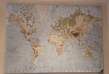 Wereldkaart op doek 2.00 x 1.40 m  beschikbaar voor biedingen