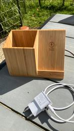 Draadloze oplader met pennenbak, bamboe., Ophalen of Verzenden, Zo goed als nieuw, Apple iPhone