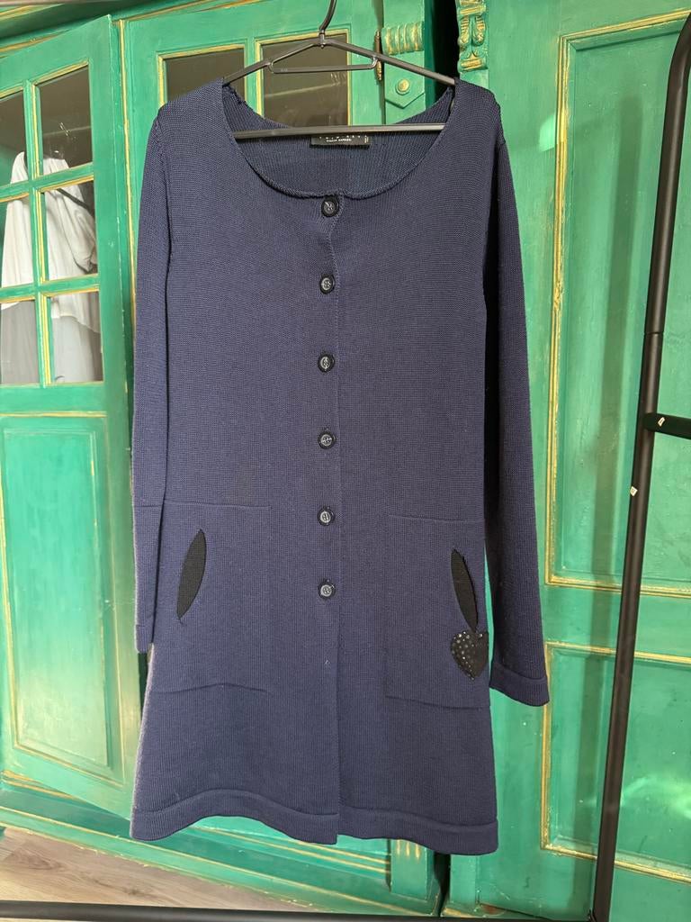 Twin Set Lange Wollen Cardigan - Maat S, Ophalen of Verzenden, Zo goed als nieuw, Maat 36 (S), Blauw