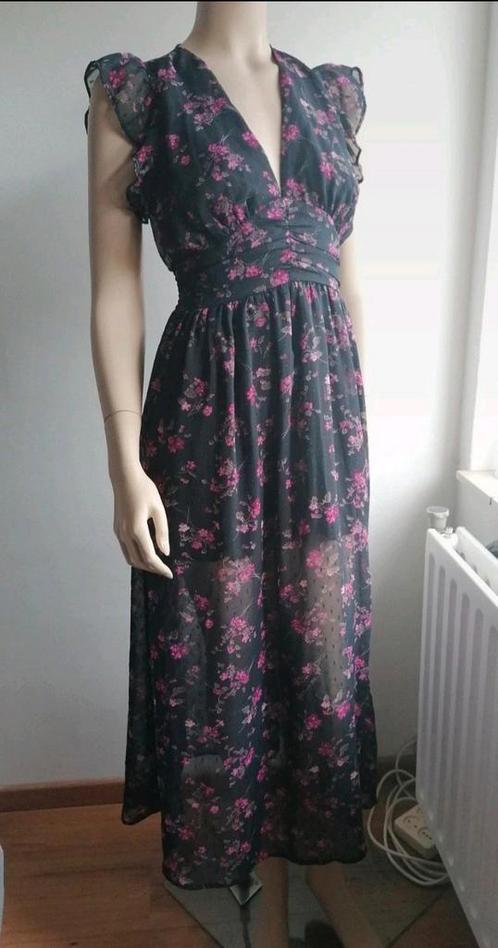 In april 1986 jurk maat XS/zwart met roze bloemen en dots, Kleding | Dames, Jurken, Zo goed als nieuw, Maat 34 (XS) of kleiner