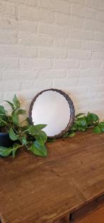 Vintage ronde rotan spiegel, Minder dan 50 cm, Gebruikt, Rond, Ophalen of Verzenden