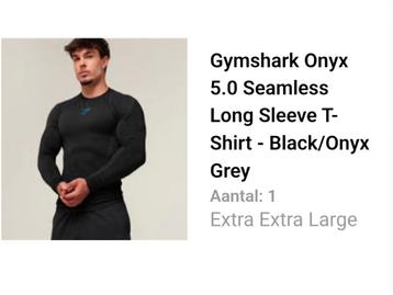 Gymshark Onyx 5.0 Seamless Longsleeve - Zwart/Grijs beschikbaar voor biedingen