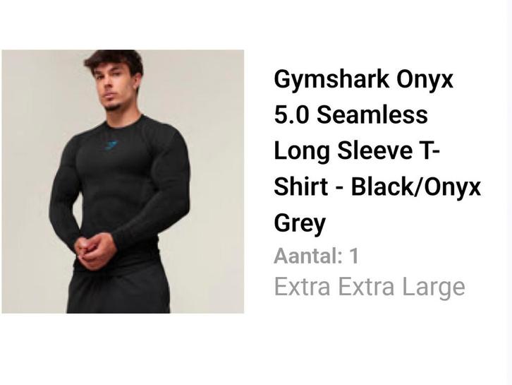 Gymshark Onyx 5.0 Seamless Longsleeve - Zwart/Grijs, Kleding | Heren, T-shirts, Nieuw, Maat 56/58 (XL), Zwart, Ophalen of Verzenden