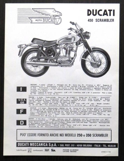 Originele folder Ducati 450 Scrambler - circa 1972, Motoren, Handleidingen en Instructieboekjes, Ducati, Verzenden