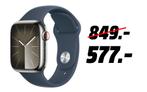 APPLE Watch Series 9 Cellular 45 mm Zilver RVS, Apple Watch ⌚️, IOS, Nieuw, Ophalen of Verzenden
