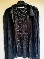 Zwarte blouse opgewerkt, Anne Fontaine, Paris, Maat 38/40 (M), Anne Fontaine, Zwart, Ophalen of Verzenden