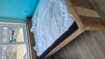 steigerhout bed,  met verstelbare lattenbodem