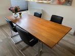 Eetkamertafel Harvink met 4 leren stoelen, Huis en Inrichting, Tafels | Eettafels, Ophalen, Gebruikt, Eikenhout, 200 cm of meer