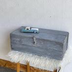 Brocante vintage grijze eierkist opbergkist speelgoedkist, Minder dan 50 cm, Gebruikt, 50 tot 100 cm, Onbekend