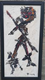 Afrikaanse krijger. Expressionistisch. Pasteus. 35/65 cm., Antiek en Kunst, Kunst | Schilderijen | Klassiek, Ophalen