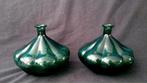Set/2 zeegroene glazen vaasjes., Huis en Inrichting, Woonaccessoires | Vazen, Ophalen of Verzenden, Overige kleuren, Glas, Minder dan 50 cm