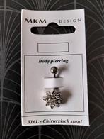 Navelpiercing met strass bloem, Sieraden, Tassen en Uiterlijk, Piercings, Navelpiercing, Staal, Nieuw, Ophalen of Verzenden