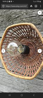 riet rotan Frans mandje brocante vintage zeshoek lamp idee, Antiek en Kunst, Verzenden