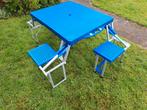 Picknicktafel inklapbaar opvouwbaar familytafel blauw, Inklapbaar, Gebruikt, Ophalen