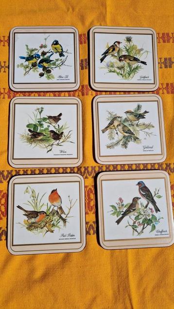 6 Pimpernel coasters/onderzetters diverse vogels beschikbaar voor biedingen
