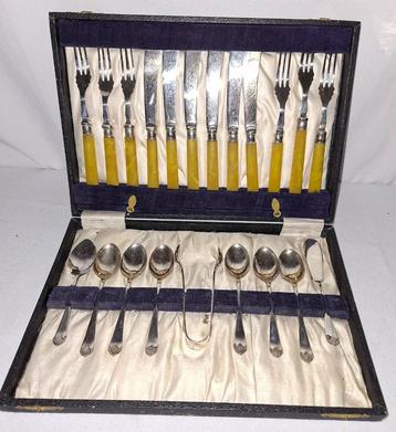 Oude 21-delige EPNS bestekset, ontbijtset beschikbaar voor biedingen