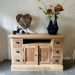 TV meubel - massief teak - 120 cm breed - 6 lades -TTM Wonen, 100 tot 150 cm, Www.ttmwonen.nl, Teakhout, Nieuw