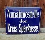 Zwaar, groot, dik geëmailleerd gebold bord Kreis-Sparkasse., Verzamelen, Merken en Reclamevoorwerpen, Ophalen, Reclamebord, Gebruikt