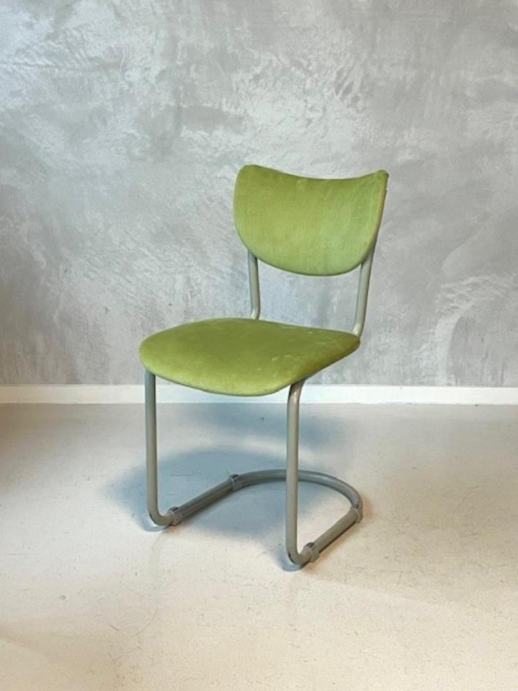 Gebroeders de Wit 2011 eetkamerstoel vintage lime, Huis en Inrichting, Stoelen, Gebruikt, Eén, Metaal, Stof, Overige kleuren, Ophalen of Verzenden