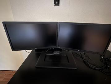 2 HP Z23i monitors met dubbele arm standaard beschikbaar voor biedingen