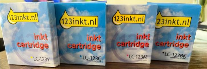 4 nieuwe 123inkt huismerk cartridges LC-123C, LC-123M etc, Computers en Software, Printerbenodigdheden, Nieuw, Cartridge, Ophalen of Verzenden