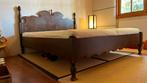 Massief eiken houten bed 2-persoons 160 x 190 +nieuwe matras, Ophalen, Gebruikt, Bruin, 70-er jaren