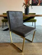 6 luxe eetkamerstoelen met gouden poten, Huis en Inrichting, Stoelen, Ophalen, Zo goed als nieuw, Vijf, Zes of meer stoelen, Stof
